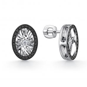 Серебряные серьги GRIGORIEV с фианитом Г12-10-5498-43-00 фото