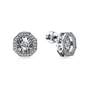 Серебряные серьги GRIGORIEV с фианитом Г12-10-5628-41-00 фото