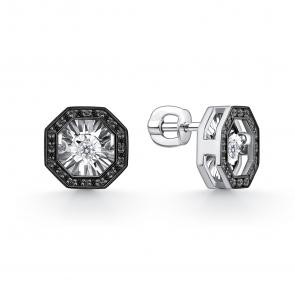 Серебряные серьги GRIGORIEV с фианитом Г12-10-5628-43-00 фото