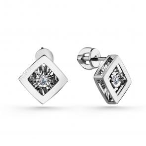 Серебряные серьги GRIGORIEV с фианитом Г12-10-5737-41-00 фото