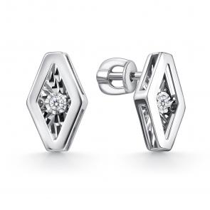 Серебряные серьги GRIGORIEV с фианитом Г12-10-5746-41-00 фото