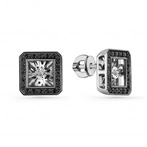 Серебряные серьги GRIGORIEV с фианитом Г12-10-5890-43-00 фото
