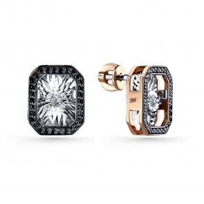 Золотые серьги GRIGORIEV с бриллиантом и чёрным бриллиантом Г12-11-5629-13-00 фото