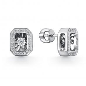 Серьги из белого золота GRIGORIEV с бриллиантом Г12-12-51025-31-00 фото
