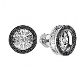 Серьги из белого золота GRIGORIEV с бриллиантом и чёрным бриллиантом Г12-12-5478-13-00 фото