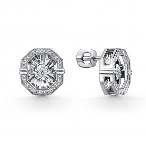 Серьги из белого золота GRIGORIEV с бриллиантом Г12-12-5630-31-00 фото