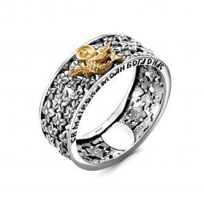 Кольцо из черненого серебра с накладкой из лимонного золота Иордань Е-КО-357 фото
