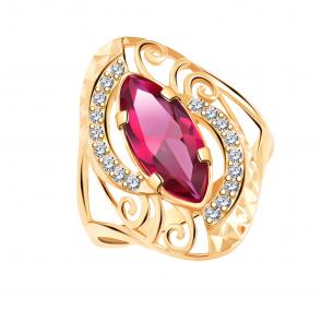 Кольцо из золочёного серебра Atoll с фианитом ЗС10390азс1-925 фото