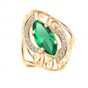 Кольцо из золочёного серебра Atoll с фианитом ЗС10390азс2-925 фото