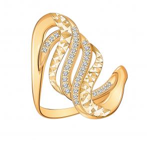 Кольцо из золочёного серебра Atoll с фианитом ЗС10520аз-925 фото