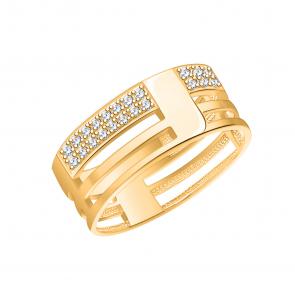 Кольцо из золочёного серебра Atoll с фианитом ЗС10572з-925 фото
