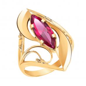 Кольцо из золочёного серебра Atoll с фианитом ЗС1666зс1-925 фото