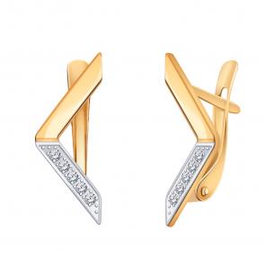Золотые серьги Atoll с фианитом ЗС21177 фото