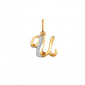 Золотая подвеска-буква И Atoll с фианитом ЗС5773 фото