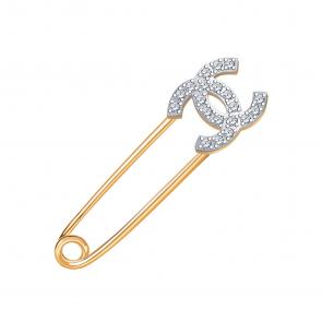 Золотая булавка Atoll с фианитом ЗС7234 фото