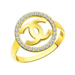 Кольцо из лимонного золота Atoll с фианитом ЗСл11082 фото