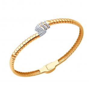 Золотой браслет Символ года Змея ЮЗ Корона с фианитом К1-Бр5489 фото