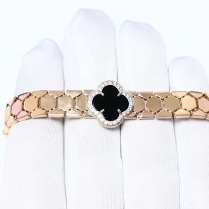 Золотой браслет ЮЗ Корона с фианитом и ониксом К1-Бр6053V79 фото