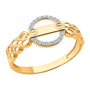 Золотое кольцо ЮЗ Корона с фианитом К1-К4826 фото