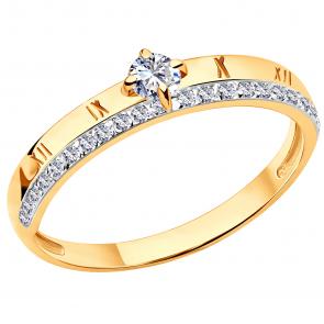 Золотое кольцо ЮЗ Корона с фианитом К1-К5025 фото