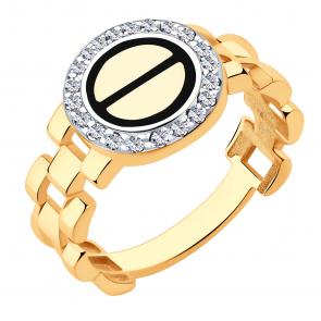 Золотое кольцо ЮЗ Корона с фианитом и эмалью К1-К5031 фото