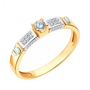Золотое кольцо ЮЗ Корона с фианитом К1-К5047 фото