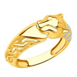 Кольцо из лимонного золота ЮЗ Корона с фианитом К1-К5108л фото