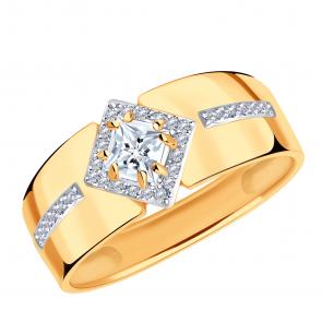 Золотое кольцо ЮЗ Корона с фианитом К1-К5264 фото