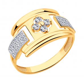 Золотое кольцо ЮЗ Корона с фианитом К1-К5265 фото