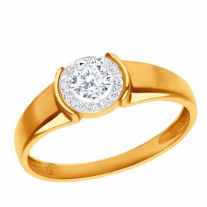 Золотое кольцо ЮЗ Корона с фианитом К1-К5298 фото