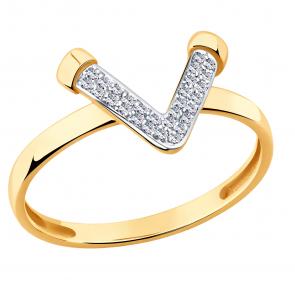 Золотое кольцо ЮЗ Корона с фианитом К1-К5299 фото