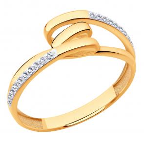 Золотое кольцо ЮЗ Корона с фианитом К1-К5455 фото