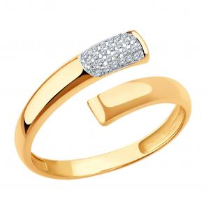 Золотое кольцо ЮЗ Корона с фианитом К1-К5484 фото