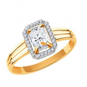 Золотое кольцо ЮЗ Корона с фианитом К1-К5536 фото