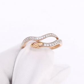 Золотое кольцо Символ года Змея ЮЗ Корона с фианитом К1-К5951 фото