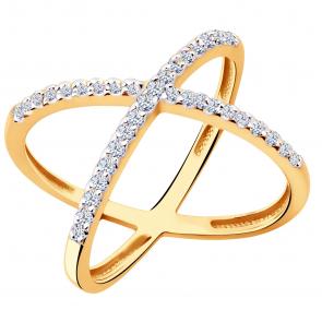 Золотое кольцо ЮЗ Корона с фианитом К1-К6015 фото