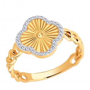 Золотое кольцо ЮЗ Корона с фианитом К1-К6022 фото