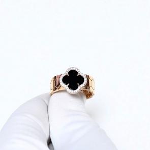 Золотое кольцо ЮЗ Корона с фианитом и ониксом К1-К6053V79 фото