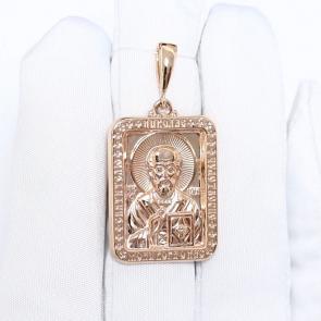 Золотая подвеска-иконка Святитель Николай Чудотворец ЮЗ Корона К1-П-51006 фото