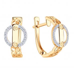 Золотые серьги ЮЗ Корона с фианитом К1-С4826 фото