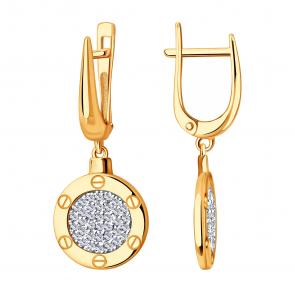 Золотые серьги ЮЗ Корона с фианитом К1-С4848 фото