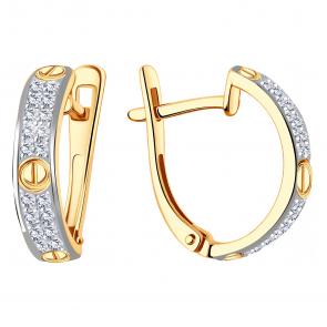 Золотые серьги ЮЗ Корона с фианитом К1-С4864 фото