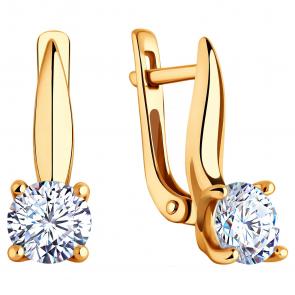 Золотые серьги ЮЗ Корона с фианитом К1-С4984 фото