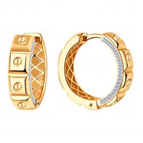 Золотые серьги ЮЗ Корона с фианитом К1-С5022 фото