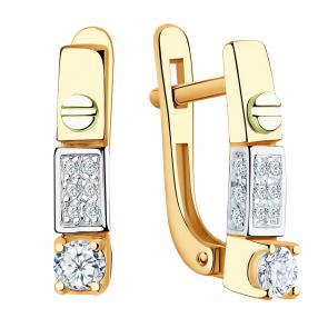 Золотые серьги ЮЗ Корона с фианитом К1-С5047 фото