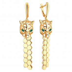 Золотые серьги ЮЗ Корона с ювелирным кристаллом К1-С5101 фото