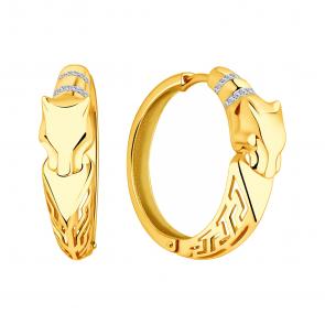 Серьги из лимонного золота ЮЗ Корона с фианитом К1-С5108л фото