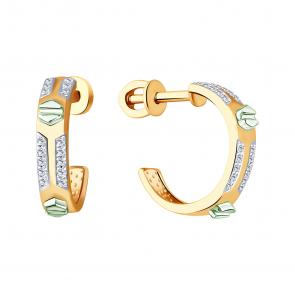 Золотые серьги ЮЗ Корона с фианитом К1-С5149 фото