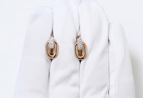 Золотые серьги ЮЗ Корона с фианитом К1-С5160 фото