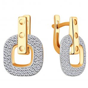 Золотые серьги ЮЗ Корона с фианитом К1-С5166 фото